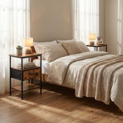 Homy Casa ANBY2 2PC Nightstand Side Table with 2 Storage Drawers