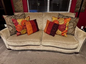 Loveseat and Couch - 5 seater fabric with pillows