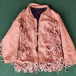 Leather Suede Fringe Vintage Jacket Western Men's Large.