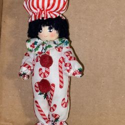 5” Christmas ornament figurine Candy Cane Clown peppermint striped outfit