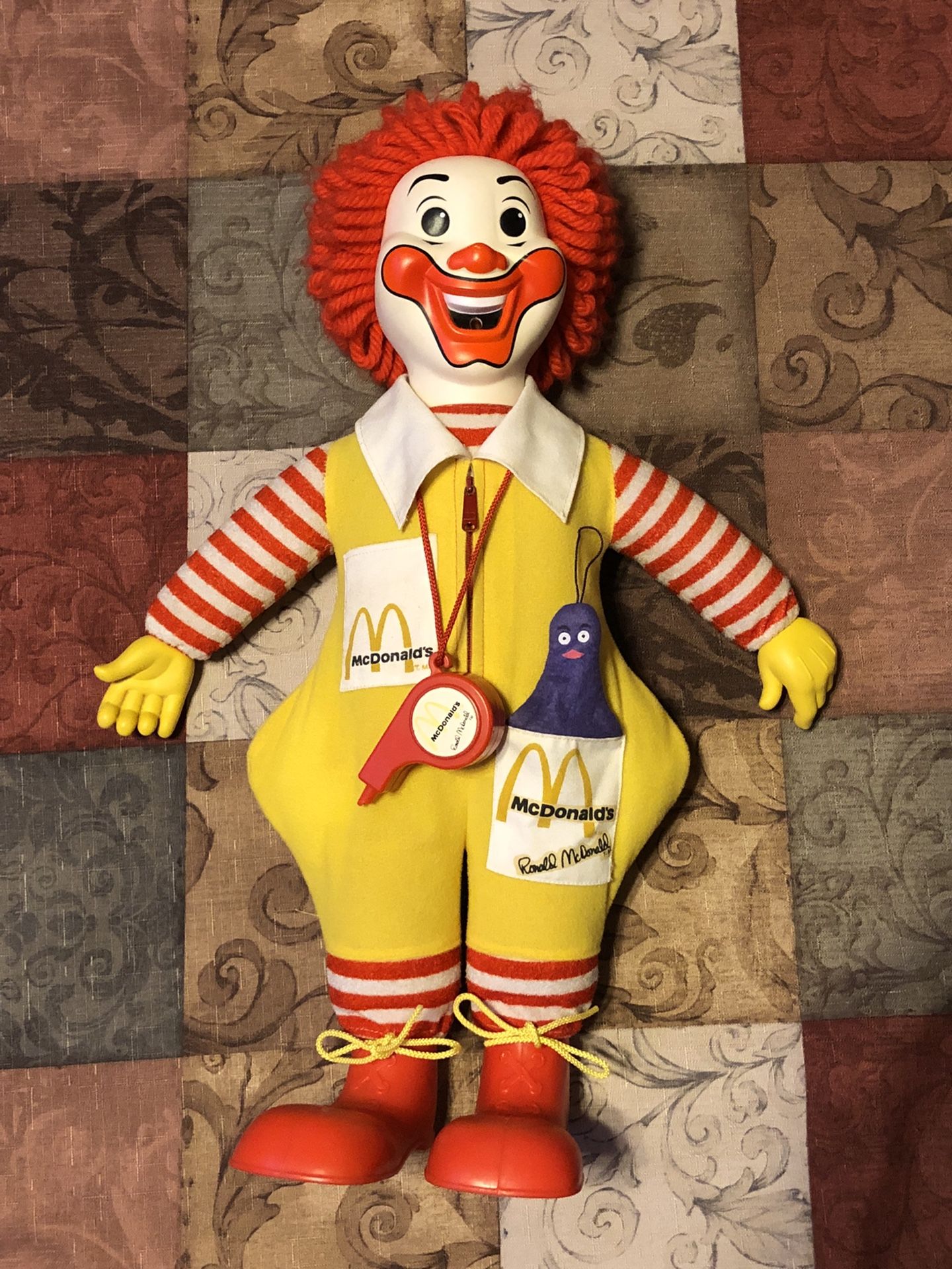 Vintage 1978 Ronald McDonald And Grimace . 21” Doll. See