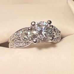 ✨ Stunning 14K White Gold Engagement Ring – 1.23ct GIA Diamond + 1.11ct Accents ✨
