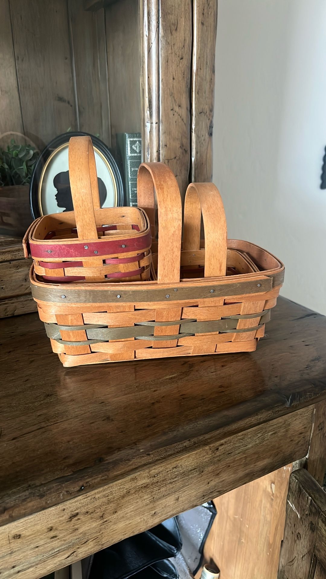 Longerberger Antique Vintage Baskets Set Of 3