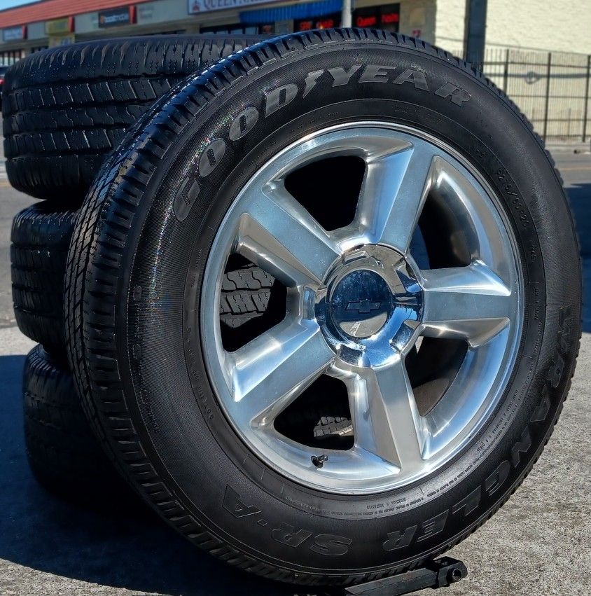 20" Chevy Silverado GMC Sierra Factory Stock OEM Wheels & Tires Goodyear 70% Tahoe Suburban Escalade Yukon Ram  Titan Rims Rines Llantas.. Setof4 