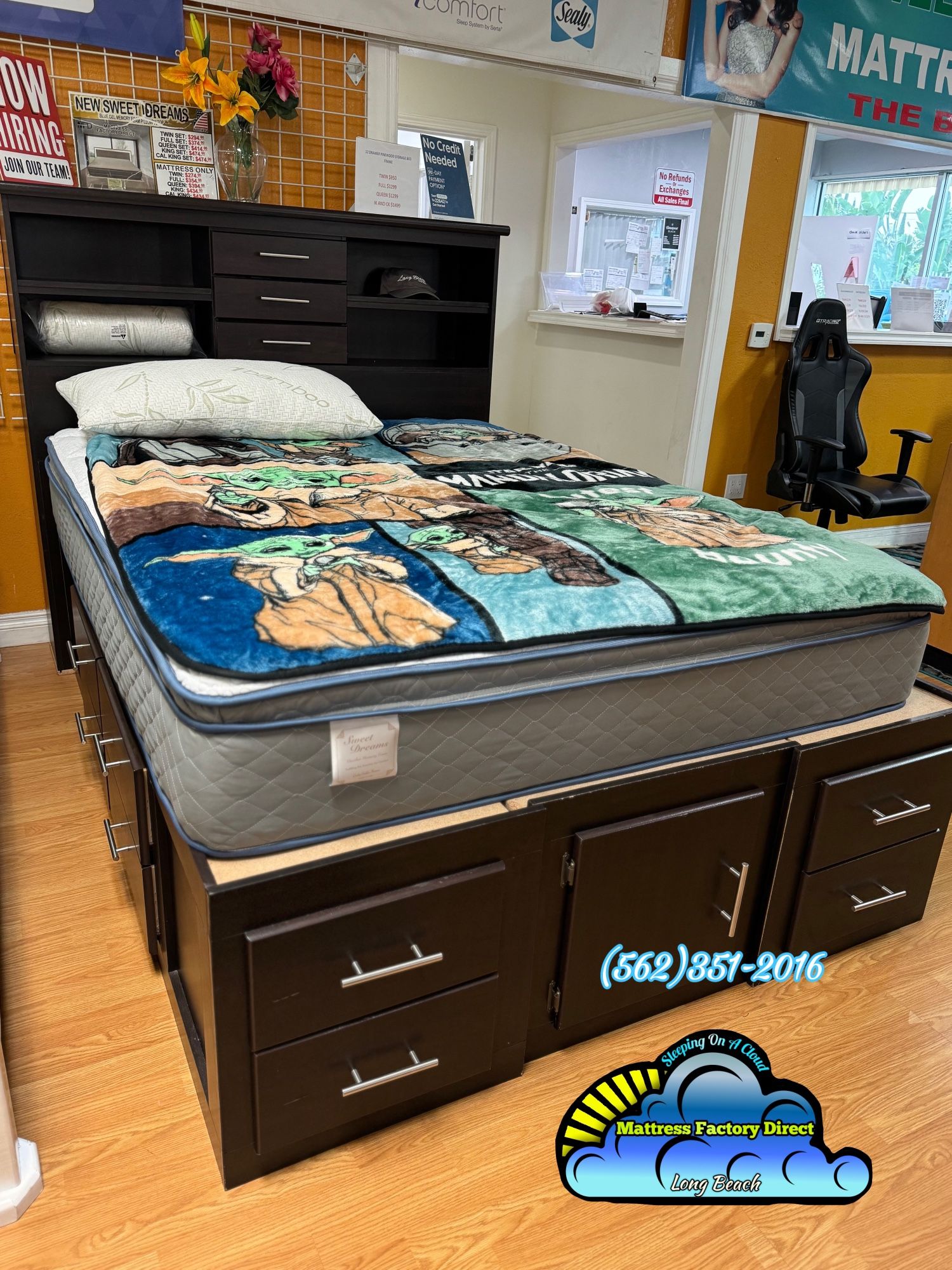 Queen Espresso Storage Bed With Drawers Rails