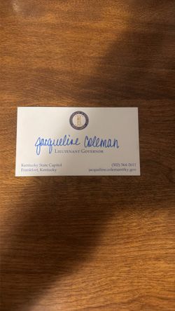 Jacqueline Coleman signed business card (LT Governor)