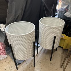 Dimple white Mid Century Planters