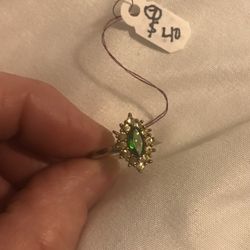 Chrome Diopside & Yellow Sapphire Ring