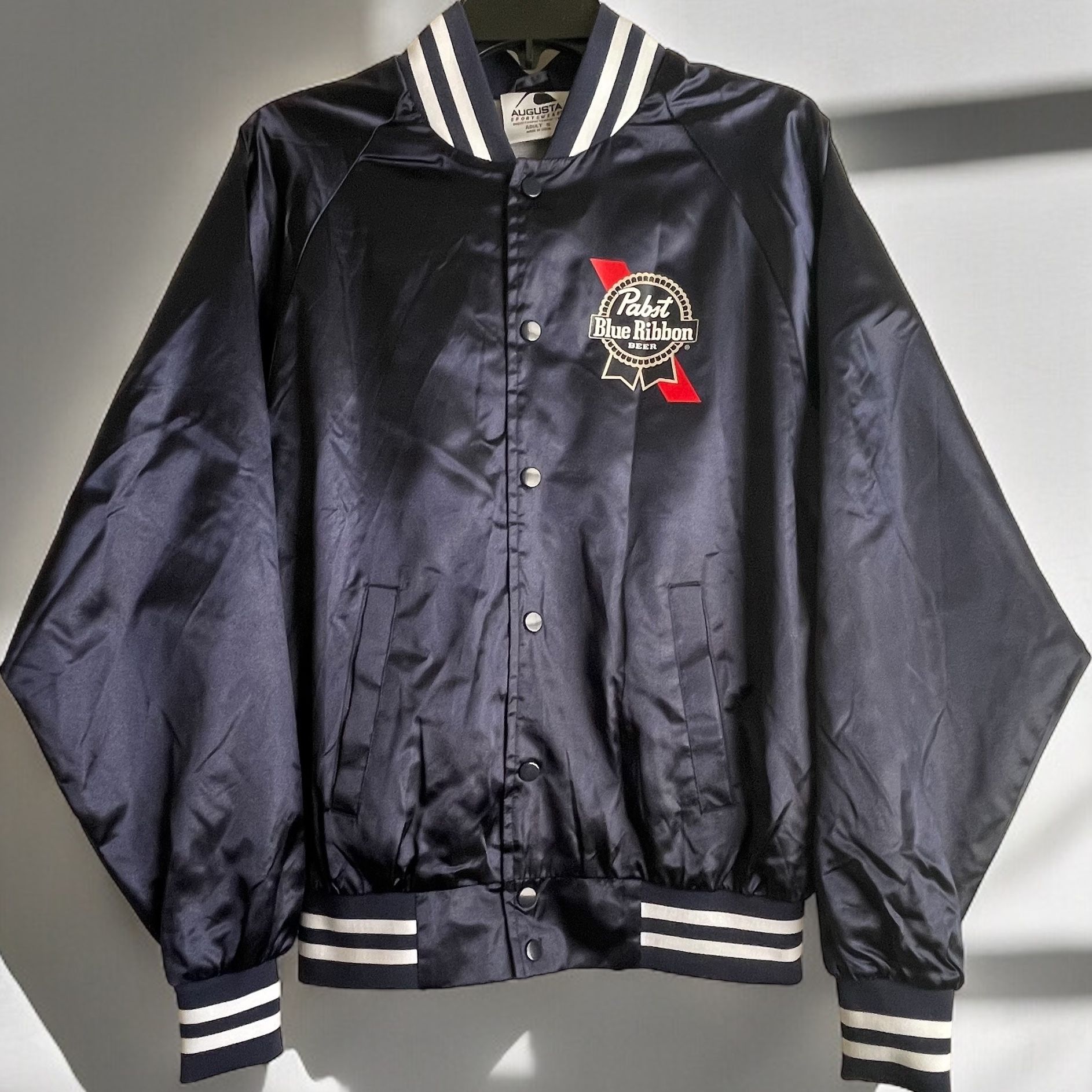 Pabst Blue Ribbon Throwback Vintage Bomber Satin Jacket for Sale