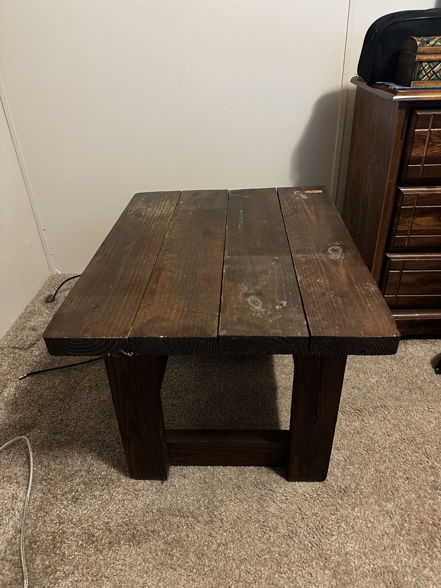 Rustic Wooden End Table 
