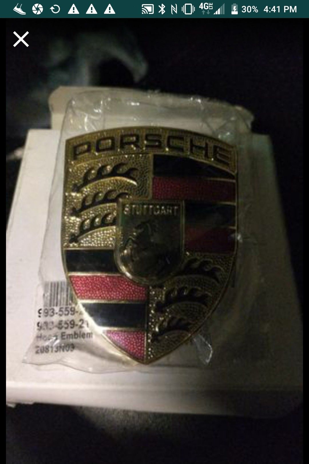 Original PORSCHE 911 Hood Crest OEM--Brand New in Box and Plastic 911 930 964 993