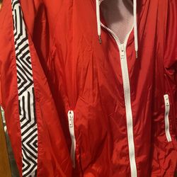 Forever 21 Red Windbreaker Jacket With Hood Medium 