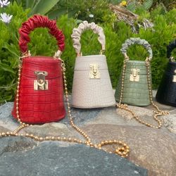 Bucket Purse With Gold Crossbody 