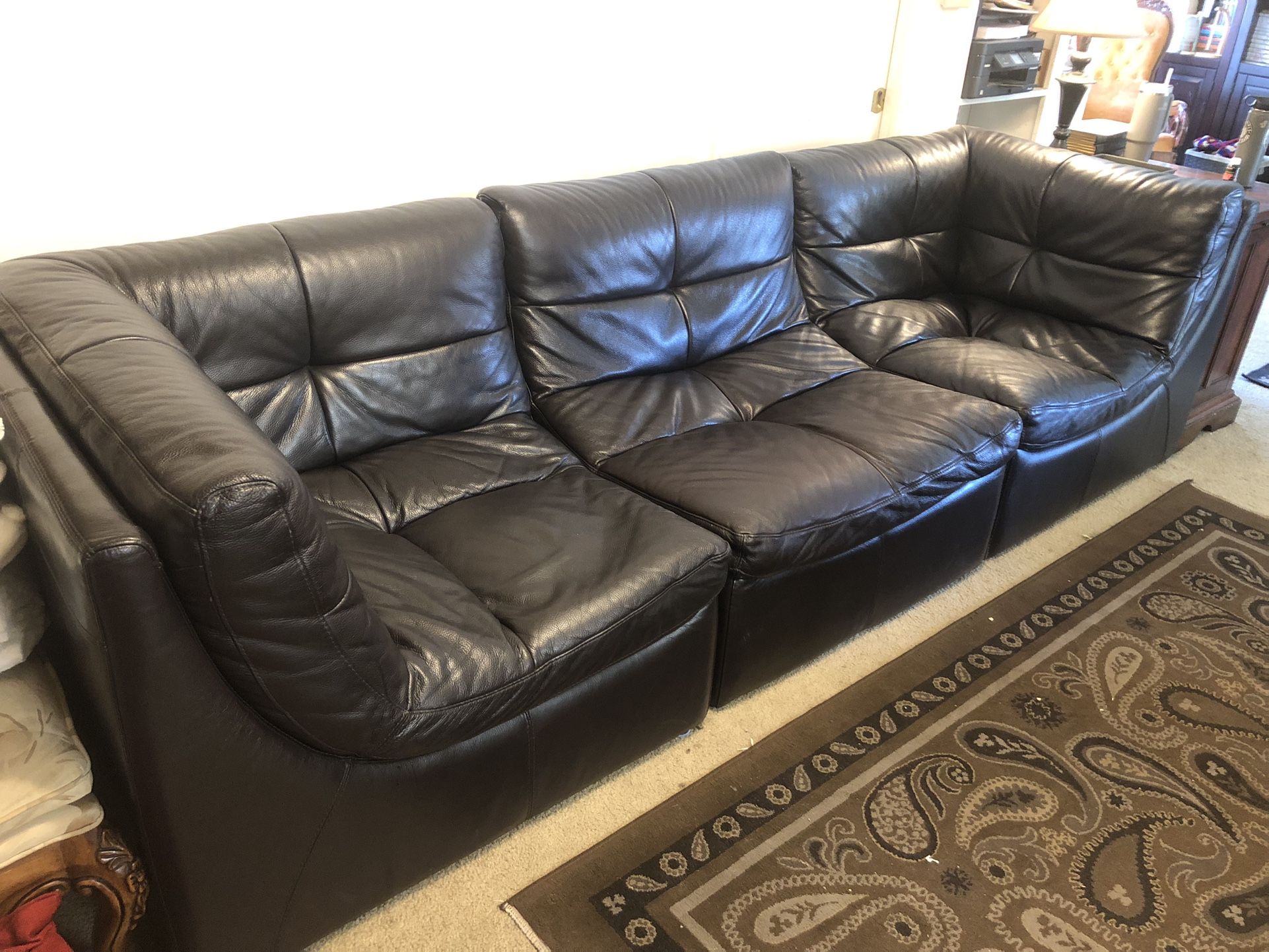 Dark Brown Leather Couch