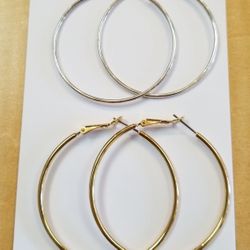2 Pairs Hoop Earrings 