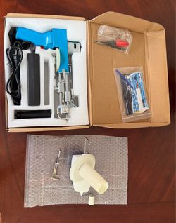 Tufting Gun 2 in 1 Cut & Loop Pile Carpet, Yarn Ball Winder, and a home made wood frame.