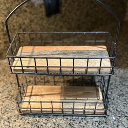 Rustic 2-Tier Spice Rack with Glass Jars – Organized & Stylish