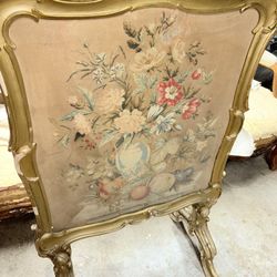 French Antique Needlepoint Screen