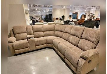 Brown Sectional recliner sofa with cup holder