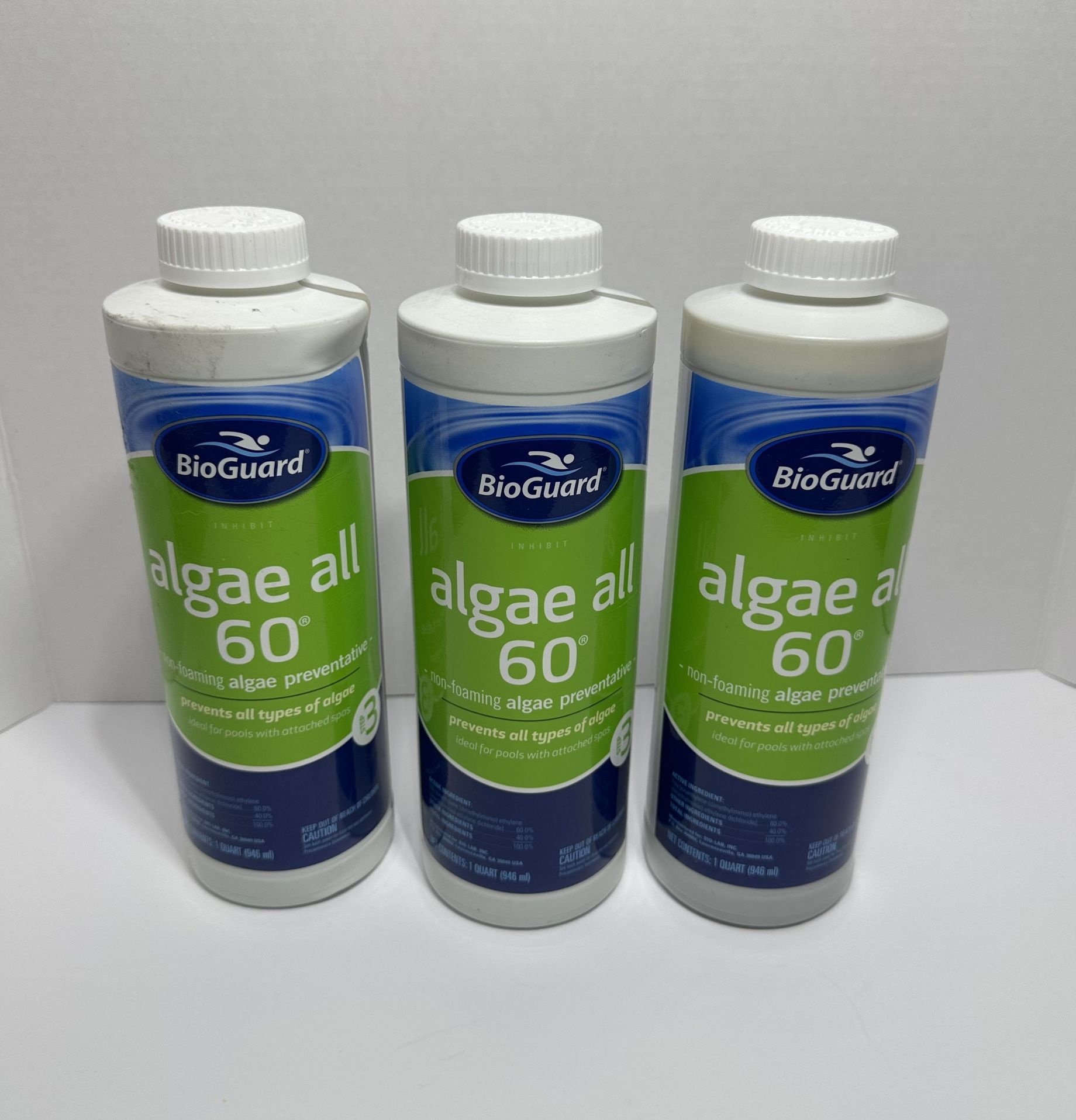 BioGuard Algae All 60-1 Quart, Non-Foaming Algae preventative Pack Of 3