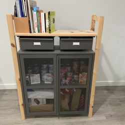 IKEA IVAR Storage Unit – Pine/Black Mesh (35x12x49 in) 