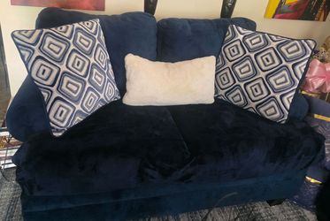 Navy Microsuede Loveseat