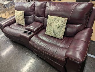 Red Leather 3 piece couch 