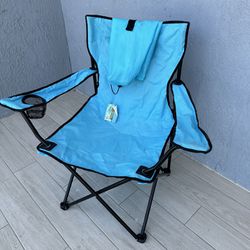 Sailary Beach Camp Cup Holder Outdoor Arm Chair, Blue