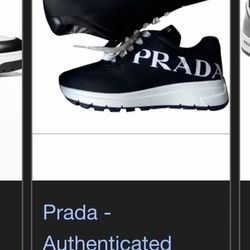 Prada White Letter Black Shoe Size 8-8.5