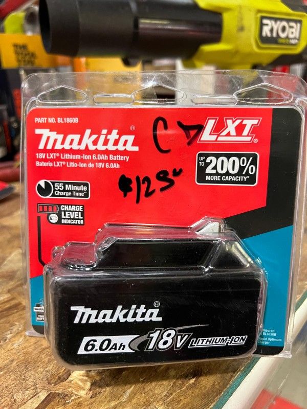 MAKITA 18V BATTERY 6.0 AH $119