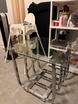 Glass Top Chrome Frame Side Table