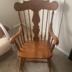 Solid Oak Wood Rocking Chair