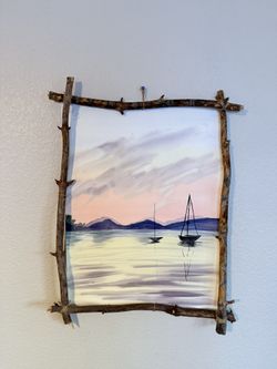 Original Watercolor Painting – “Sailboats at Sunset” – $250