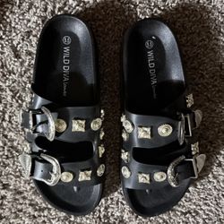 black Sandals With Silver