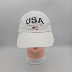 Vintage Cobra USA Original American Flag White Adjustable Hat