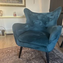 Teal Wingback Chair 