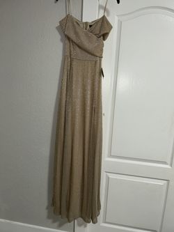Gold Tan Ball Gown With Off The Shoulder 