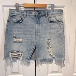 Free People We The Free Distressed Denim Mini Skirt Size 30 Waist
