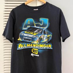 Vintage AJ Allmendinger 43 NASCAR Chase Authentics Black T-shirt Size Medium