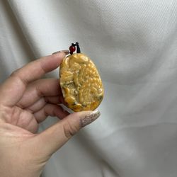 Natural Untreated Carved Jade Pendant Necklace, Landscape Mountain View