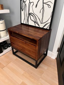 West Elm Logan Rustic Solid Wood Metal Nightstand