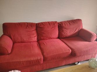Red comfortable couch clean no scratches