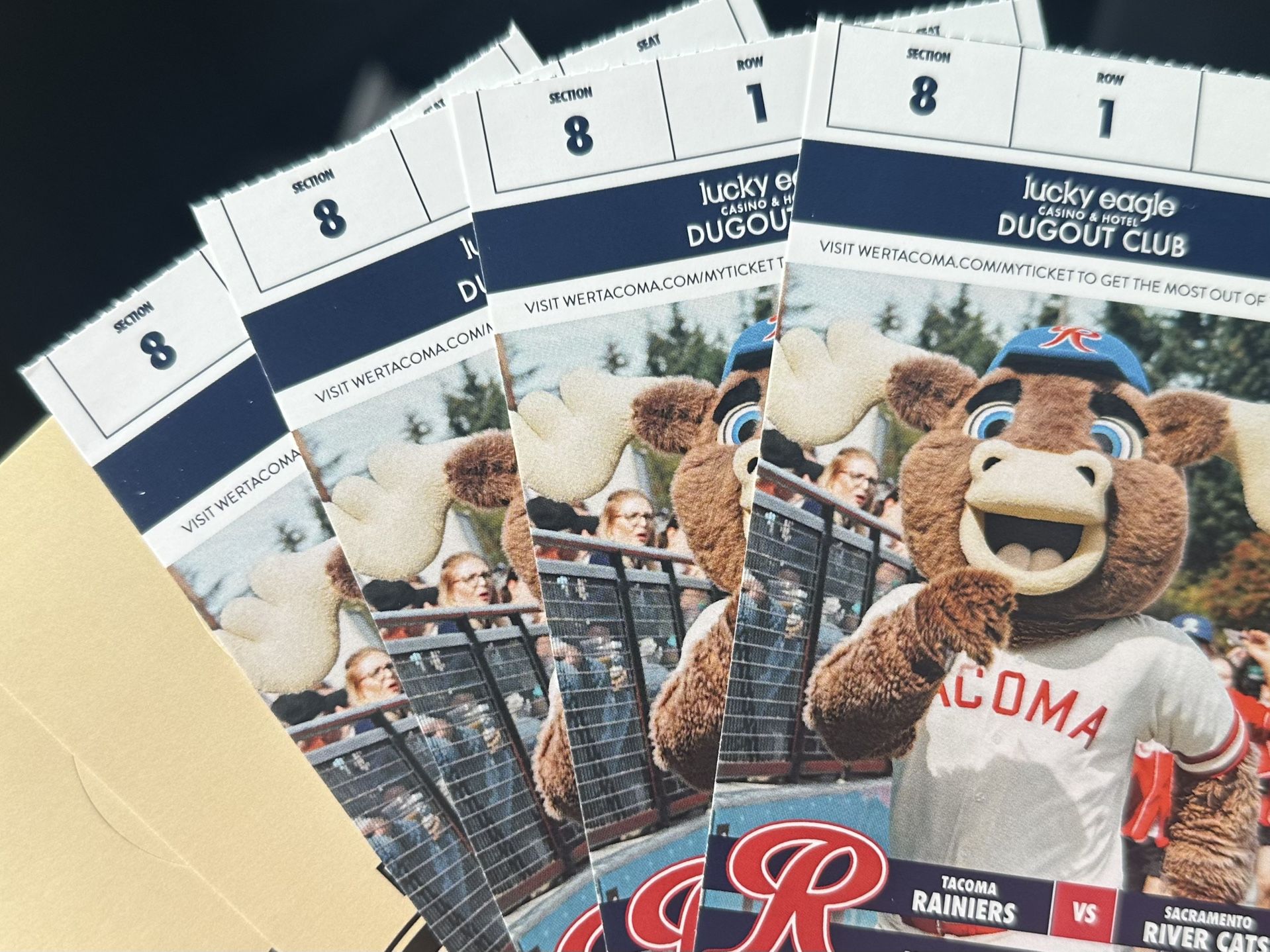 2 Rainiers Dugout Club Tickets Sunday 6/15
