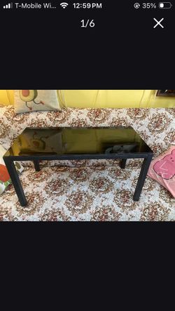 Black Metal Coffee Table with Glass Top
