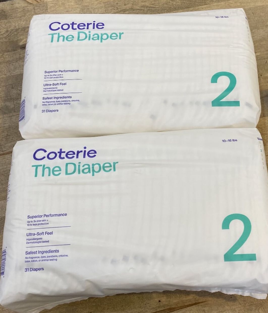 3 Bags Of Coterie Diapers, Size 2