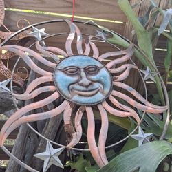 Colorful Metal Sun And Stars Wall Decor 