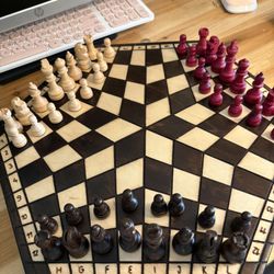 Rare 3-Player Chess Set – Imported from Ireland – Excellent Condition