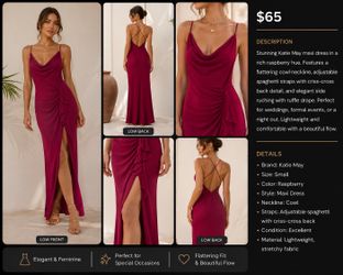 Camille La Vie Raspberry Cowl Neck Maxi Dress – Size Small