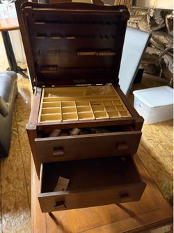 Antique sewing storage table