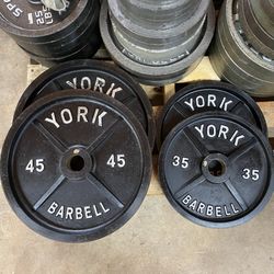 160 Lb Set Of York Olympic Weight Plates- Commercial Gym Equipment 